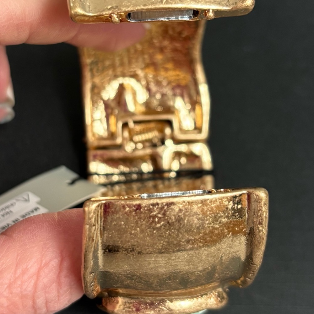 Robert Lee Morris Goldplated Turquoise Stone Bracelet - Picture 12 of 14